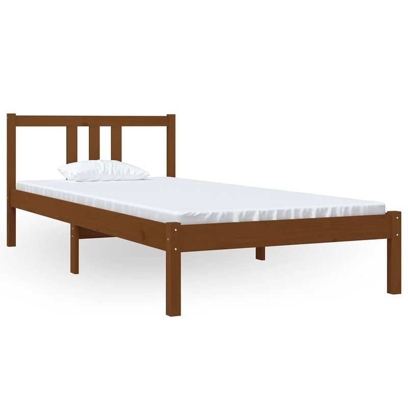 Foto van The living store houten bedframe - eenpersoons - 90 x 200 cm - honingbruin