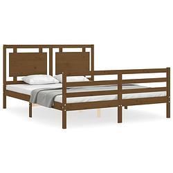 Foto van The living store massief grenenhouten bedframe - 205.5 x 165.5 x 100 cm - multiplex lattenbodem