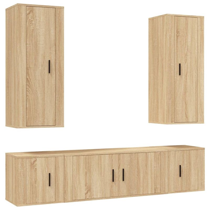 Foto van The living store tv-meubelset sonoma eiken - 2x 40x34.5x100cm - 1x 100x34.5x40cm - 2x 40x34.5x40cm