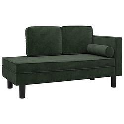 Foto van Vidaxl chaise longue met kussens en bolster fluweel donkergroen