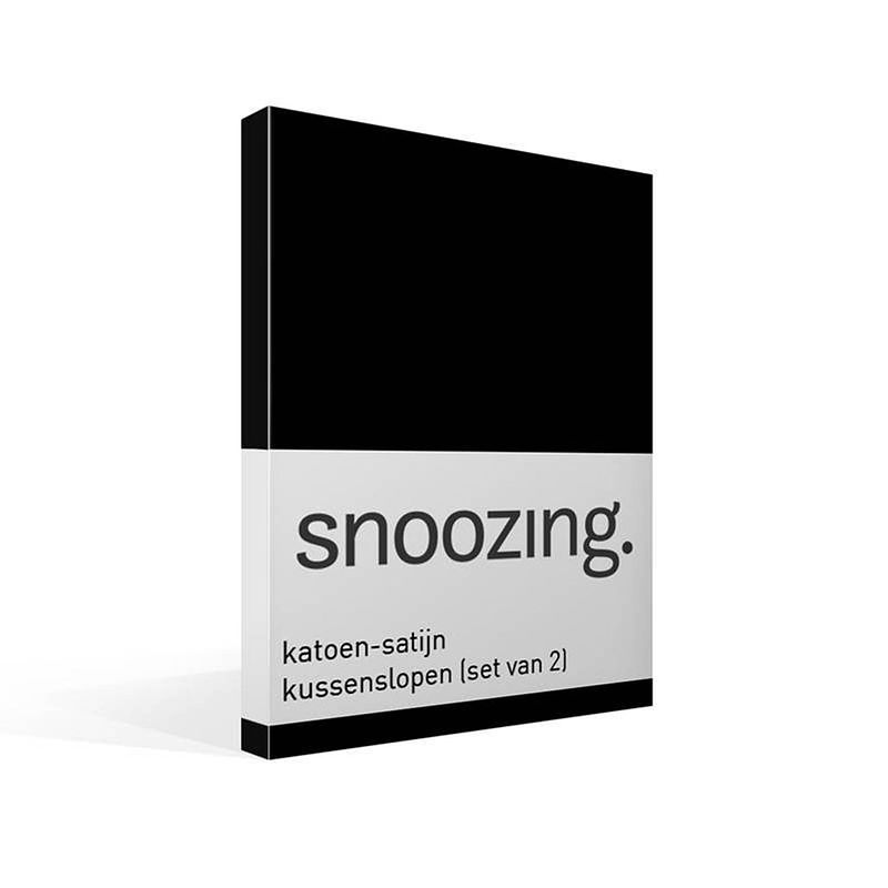 Foto van Snoozing - kussenslopen - set van 2 - katoen satijn - 50x70 - zwart