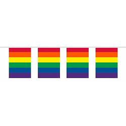 Foto van 3x stuks vierkante regenboog vlaggenlijnen van 10 meter - vlaggenlijnen