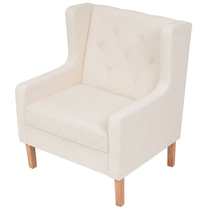 Foto van The living store fauteuil crèmewit 76x68x90 cm - polyester bekleding houten frame