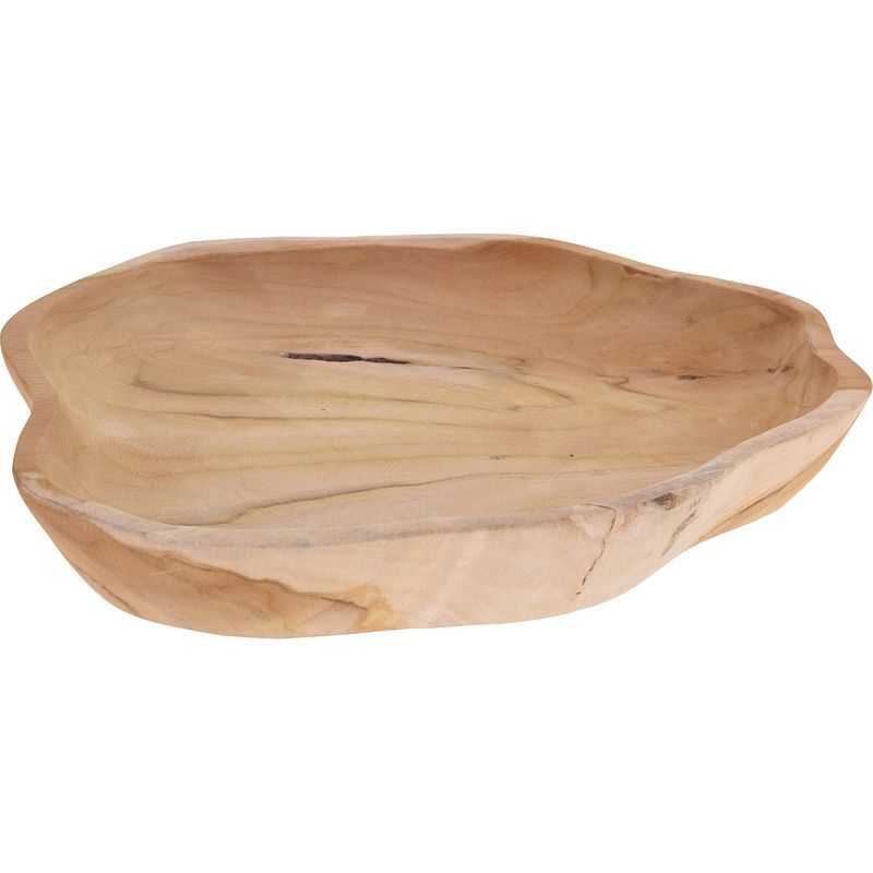 Foto van Fruitschaal teak hout rond 34 cm - fruitschalen