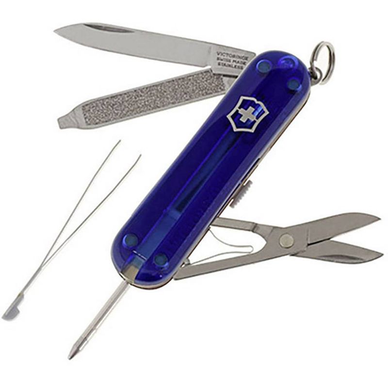 Foto van Victorinox signature 0.6225.t2 zwitsers zakmes aantal functies: 7 blauw (transparant)