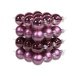 Foto van 72x stuks glazen kerstballen cherry roze (heather) 4 cm mat/glans - kerstbal