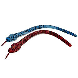 Foto van Pluche knuffel dieren set 2x slangen blauw en rood van 100 cm - knuffeldier