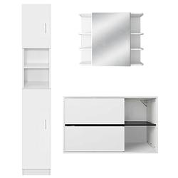 Foto van Badkamermeubelset 3-delig moderne stijl wit hout ml-design