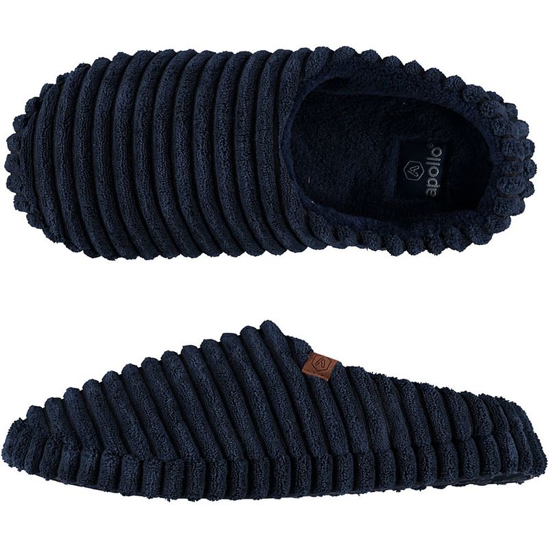 Foto van Heren instap slippers/pantoffels ribstof navy maat 41-42 - sloffen - volwassenen