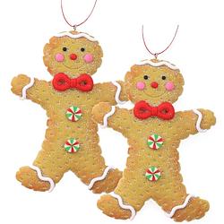 Foto van Kersthanger - gingerbread peperkoek mannetje -2x st- kunststof - 11 cm - kersthangers