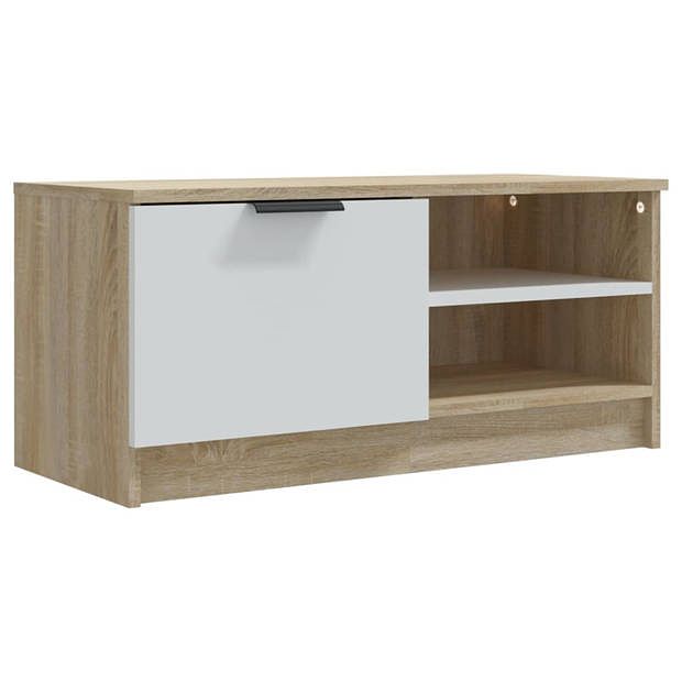 Foto van Vidaxl tv-meubel 80x35x36,5 cm bewerkt hout wit en sonoma eikenkleurig