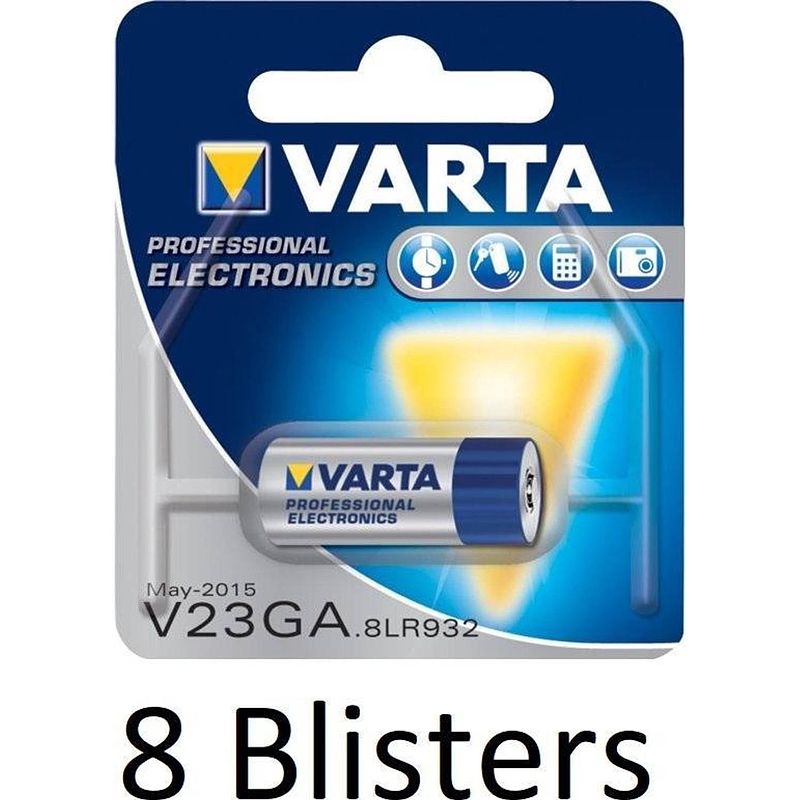 Foto van 8 stuks (8 blisters a 1 st) varta v23ga wegwerpbatterij alkaline