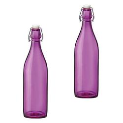 Foto van Set van 2 roze weckflessen met beugeldop - decoratieve flessen