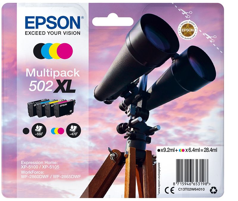 Foto van Epson 502xl 4 kleuren verrekijker inkt