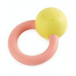 Foto van Hape babyring rammelaar 10 cm geel/roze