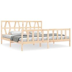 Foto van The living store bedframe massief grenenhout - 205.5 x 185.5 x 100 cm - multiplex lattenbodem - functioneel hoofd- en