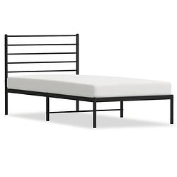 Foto van Vidaxl bedframe met hoofdbord metaal zwart 107x203 cm