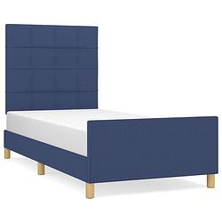 Foto van Vidaxl bedframe met hoofdeinde stof blauw 100x200 cm