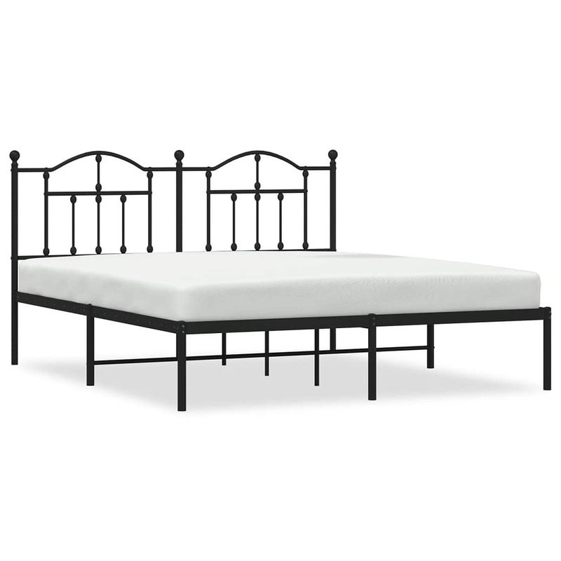 Foto van Vidaxl bedframe met hoofdbord metaal zwart 183x213 cm