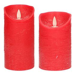 Foto van Set van 2x stuks rode led kaarsen met bewegende vlam - led kaarsen