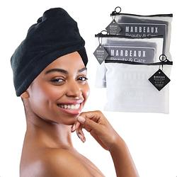 Foto van Marbeaux haarhanddoek - 3 stuks - hair towel - hoofdhanddoek - microvezel - zwart - wit - grijs