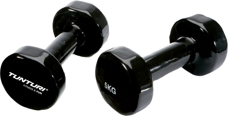 Foto van Tunturi vinyl dumbbells 2x 5 kg black