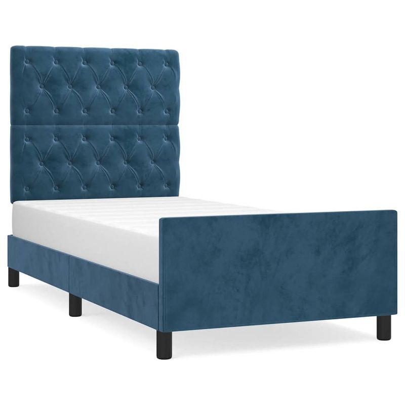 Foto van Vidaxl bedframe met hoofdeinde fluweel donkerblauw 80x200 cm