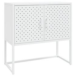 Foto van Vidaxl dressoir 75x35x75 cm staal wit