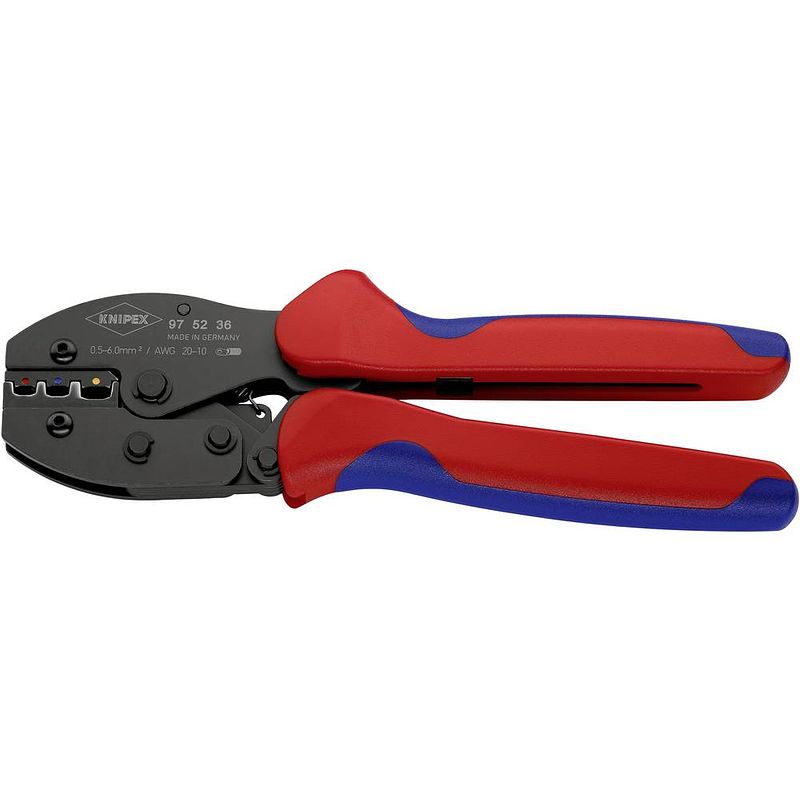 Foto van Knipex preciforce® 97 52 36 krimptang 1 stuks geïsoleerde kabelschoenen + connectoren / stootverbinders