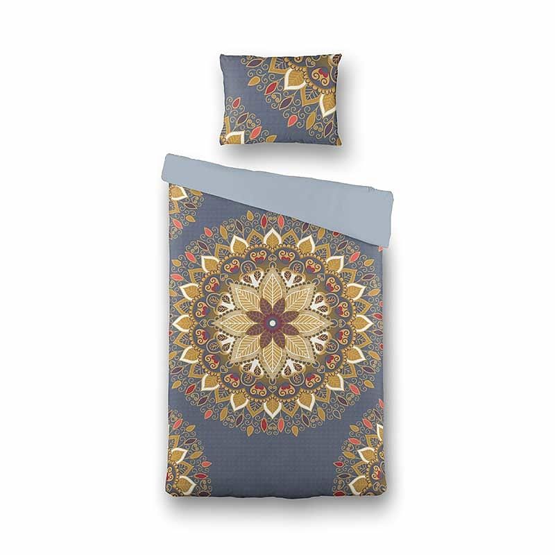 Foto van Luna bedding luna mandala yellow blue dekbedovertrek 1-persoons (140 x 220 cm + 1 kussensloop) dekbedovertrek