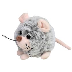 Foto van Inware pluche muis knuffeldier - grijs - 9 cm - knuffel boederijdieren