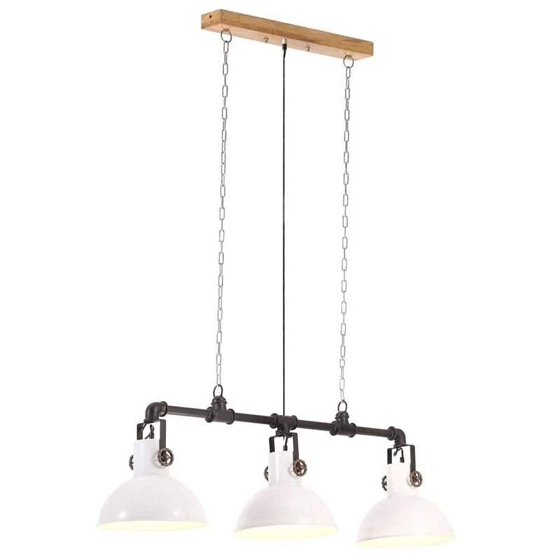 Foto van Vidaxl hanglamp industrieel e27 ijzer en massief mangohout wit