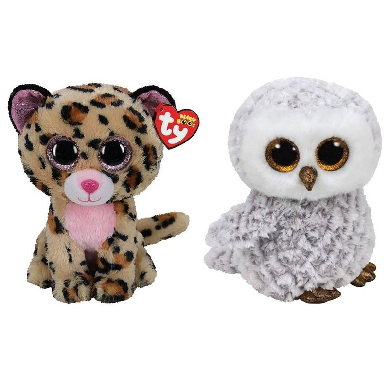 Foto van Ty - knuffel - beanie buddy - livvie leopard & owlette owl