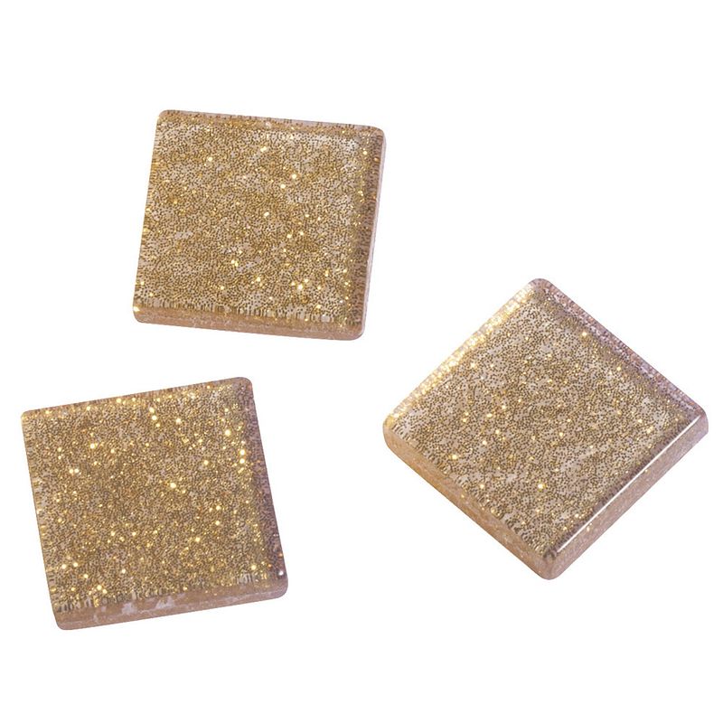 Foto van 205x stuks glitter mozaiek steentjes goud van 1 cm - mozaiektegel