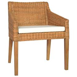 Foto van The living store rattan eetkamerstoelen - lichtbruin - 60x60x79 cm - dik gevoerde kussens