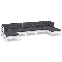 Foto van Vidaxl 7-delige loungeset met kussens grenenhout wit