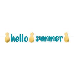 Foto van Amscan letterslinger hello summer 125 cm papier blauw/goud