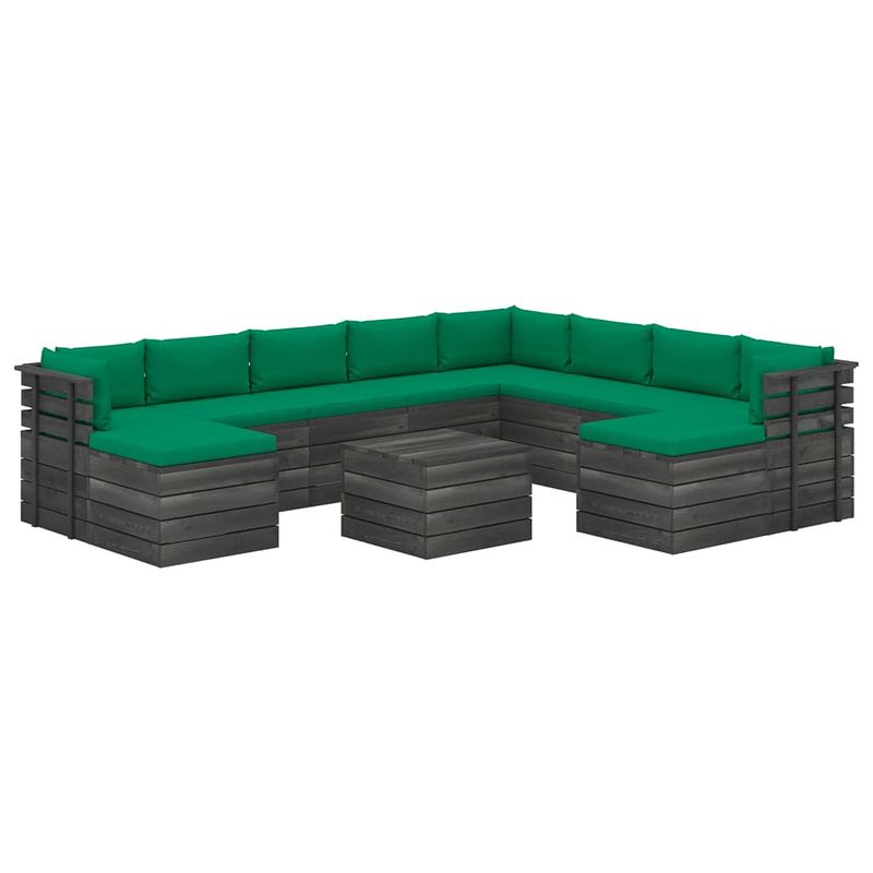 Foto van Vidaxl 11-delige loungeset pallet met kussens massief grenenhout