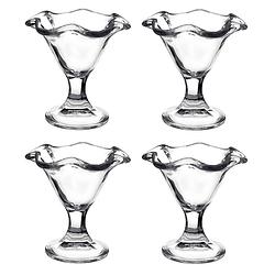 Foto van Set van 4x stuks ijs/sorbet coupes op voet van glas 240 ml - ijscoupe glazen/schaaltjes