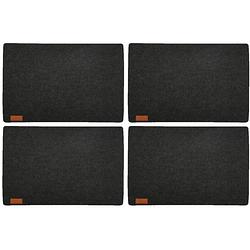 Foto van 4x stuks rechthoekige placemats met ronde hoeken polyester antraciet 30 x 45 cm - placemats