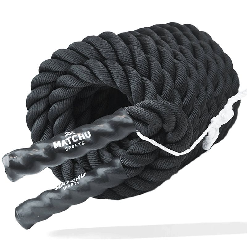 Foto van Matchu sports battle rope - zwart - gewoven polyester