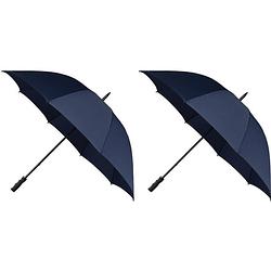 Foto van 2x golf stormparaplus donkerblauw windproof 130 cm - paraplu's