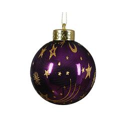 Foto van Decoris - kerstbal kunststof d8l8 cm violet kerst