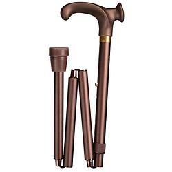 Foto van Gastrock opvouwbare wandelstok - brons - linkshandig - ergonomisch handvat - relax-grip - aluminium - lengte 88 - 98 cm