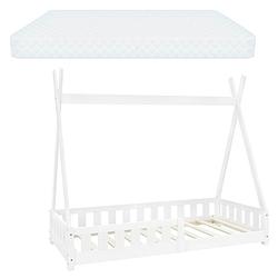 Foto van Kinderbed met uitvalbeveiliging en lattenbodem 80x160 cm wit grenen hout ml-design