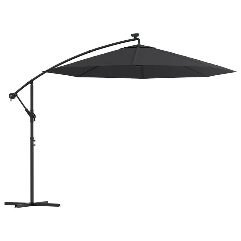 Foto van The living store tuinparasol - hangend - 300 x 254 cm - met led-verlichting - zwart