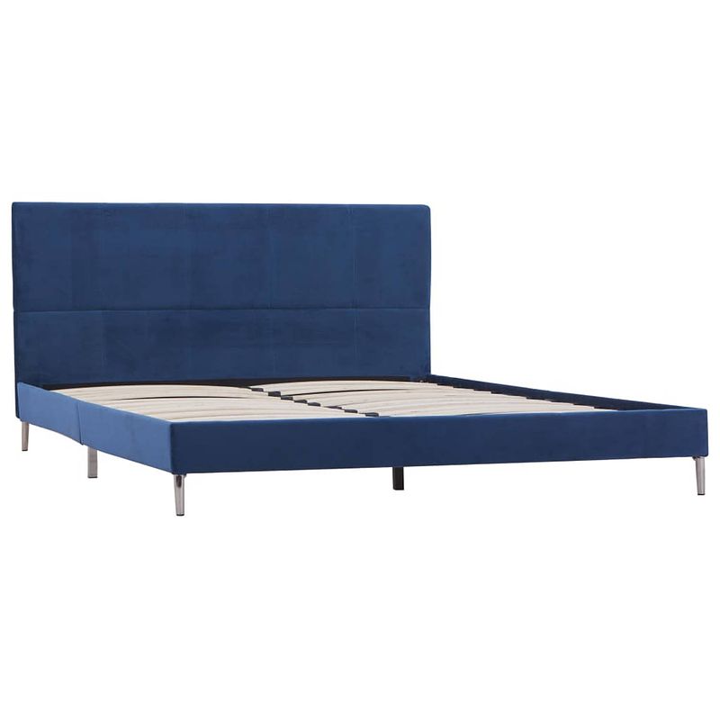 Foto van The living store klassiek bedframe - blauw - 208 x 145 x 81 cm - geschikt voor 140 x 200 cm matras