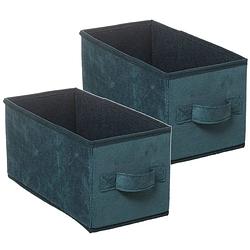 Foto van Set van 2x stuks opbergmand/kastmand 7 liter petrol groen polyester 31 x 15 x 15 cm - opbergmanden