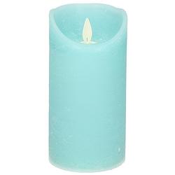 Foto van 1x aqua blauwe led kaarsen / stompkaarsen met bewegende vlam 15 cm - led kaarsen