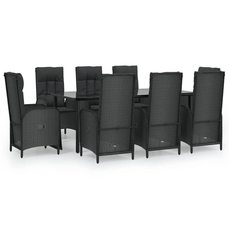 Foto van Vidaxl 9-delige loungeset met kussens poly rattan zwart